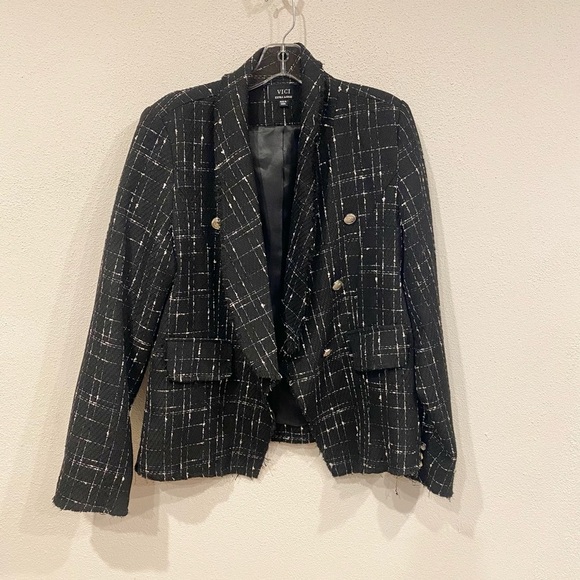 VICI Double Breasted Tweed Blazer Size XL EUC - Picture 2 of 5